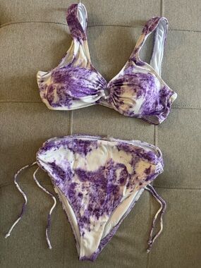 Amazon Purple and White Tie-Dye Bikini Set